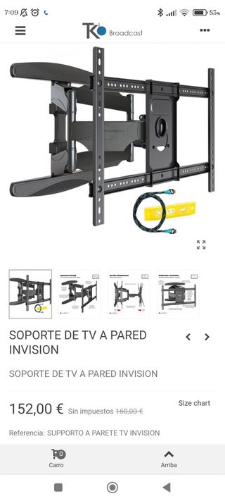 Soporte televisión grande, pared