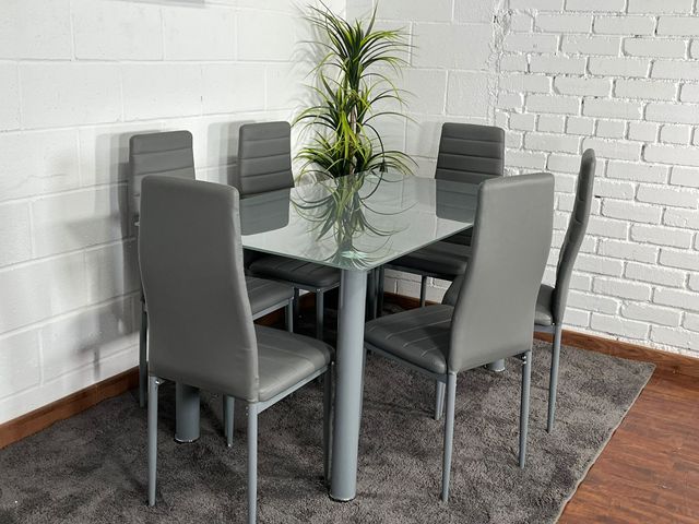 ‼️MESA GRIS DE COMEDOR + 6 SILLAS‼️ NUEVO‼️