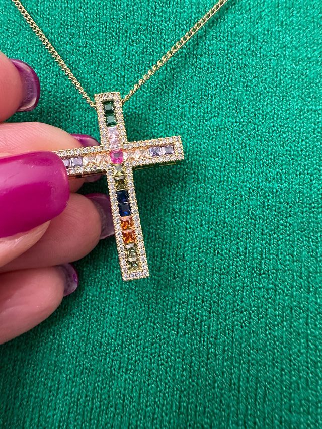 Collanina in dorato con pietre multicolor