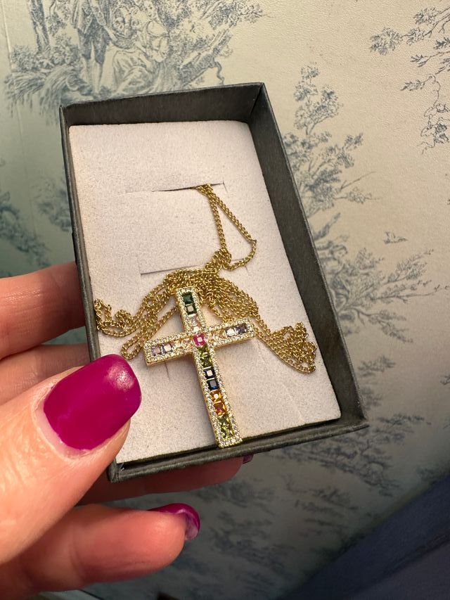 Collanina in dorato con pietre multicolor