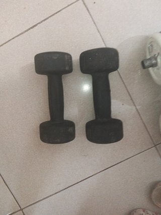 Set 4 mancuernas (2 de 5kg Reebok y 2 de 7 discos)