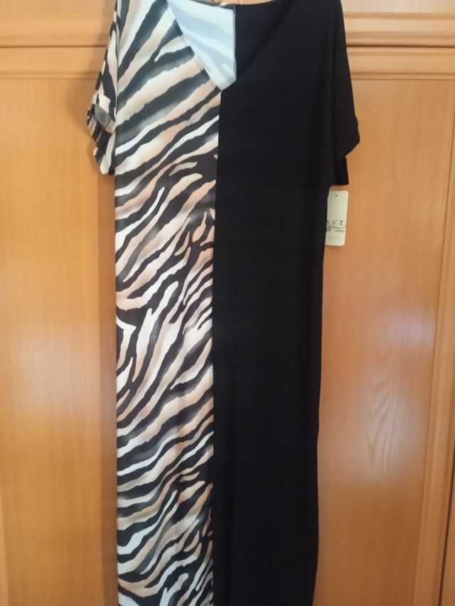 Vestido largo manga corta