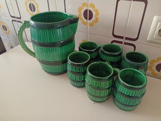 Set de jarra y 6 tazas vintage