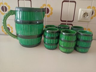 Set de jarra y 6 tazas vintage