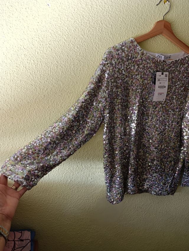 Blusa oversice zara lentejuelas