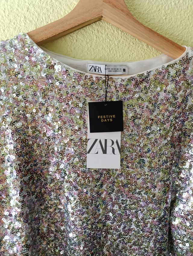 Blusa oversice zara lentejuelas