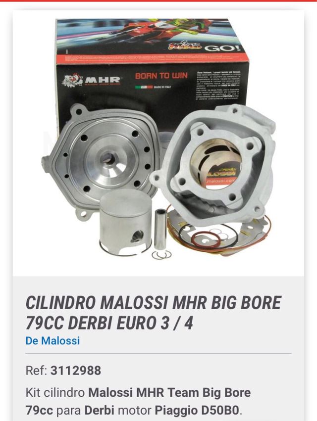 Minarelli Horizontal Cilindro Mhr 7t Kit 94cc Ø52mm MALOSSI MHR