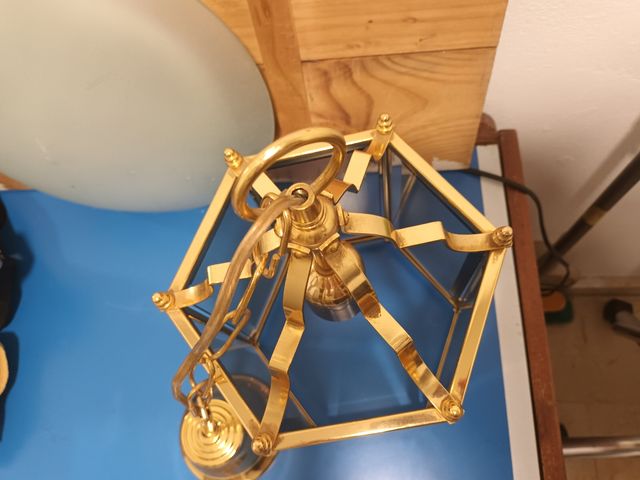 Lámpara farol antiguo de cristal  67 x 23 x 33