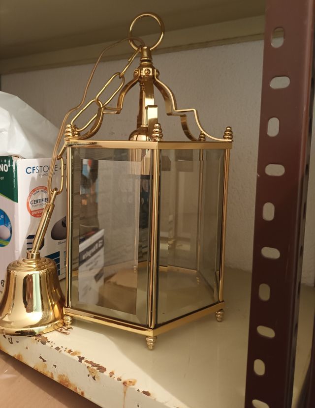 Lámpara farol antiguo de cristal  67 x 23 x 33