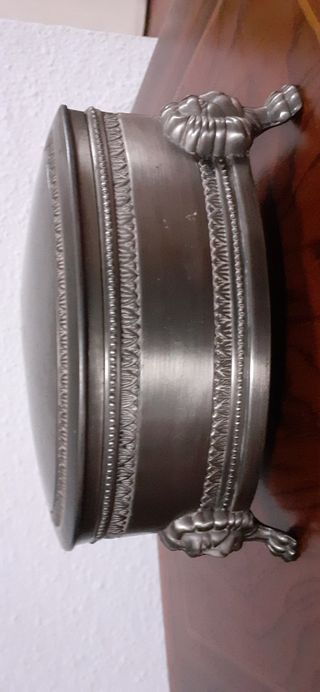 Gran joyero antiguo estaño plateado. Cofre joyas.