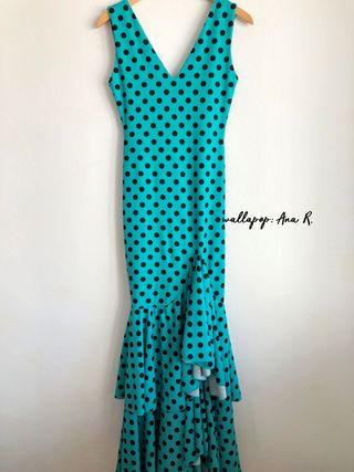 Vestido licra sevillanas flamenco gitana turquesa