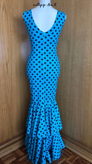 Vestido licra sevillanas flamenco gitana turquesa