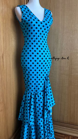 Vestido licra sevillanas flamenco gitana turquesa