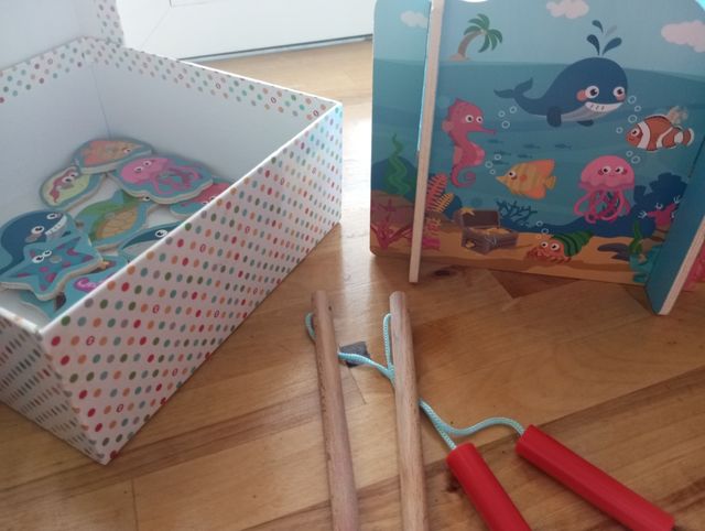 Juego pescar madera niñ@s