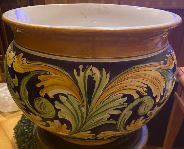 PORTAVASO CERAMICA CALTAGIRONE ORNATO MULTICOLOR