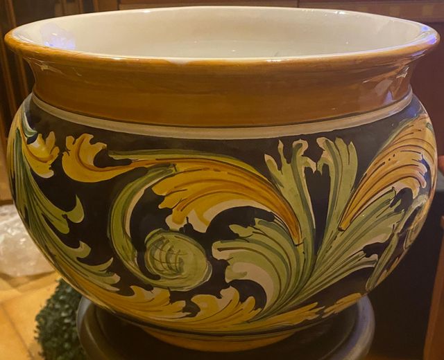 PORTAVASO CERAMICA CALTAGIRONE ORNATO MULTICOLOR