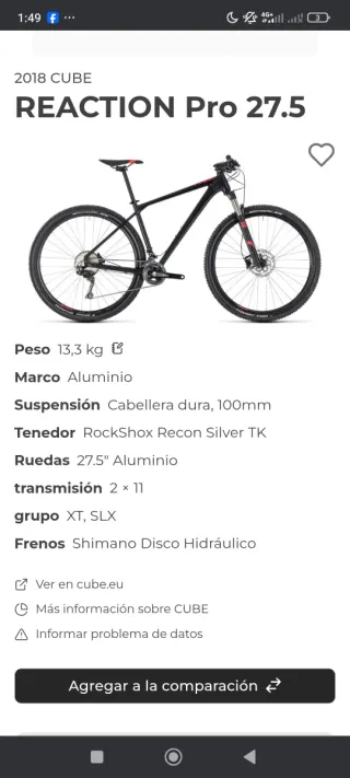 Bicicleta de montaña talla S