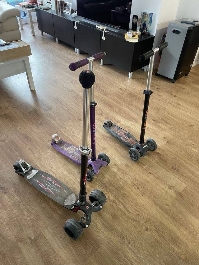 Patinetes micro, niños y adulto