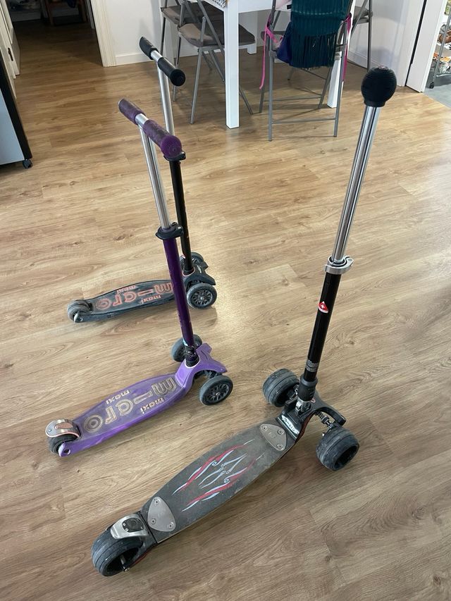 Patinetes micro, niños y adulto