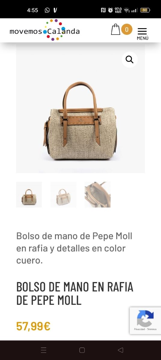 Bolso de mano rafia camel nuevo
