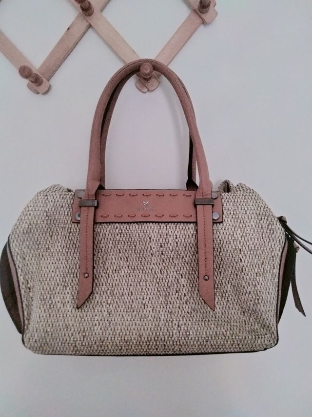 Bolso de mano rafia camel nuevo