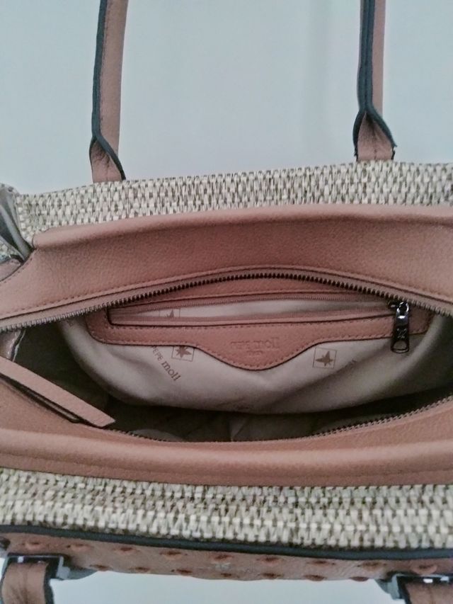 Bolso de mano rafia camel nuevo