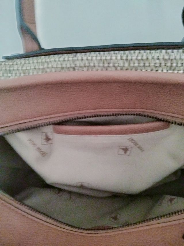 Bolso de mano rafia camel nuevo