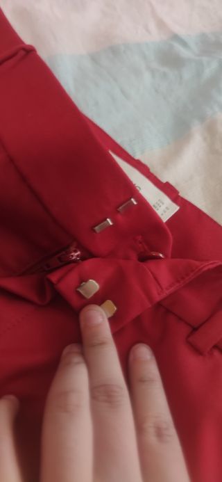 NUEVO Pantalones MANGO Traje Rojo 42