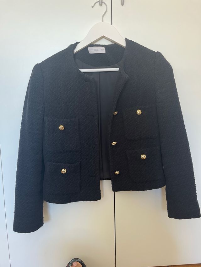 Chaqueta tweed negra