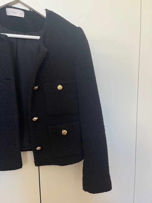 Chaqueta tweed negra