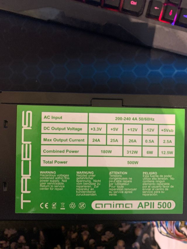 Fuente de alimentación TACENS APII 500W