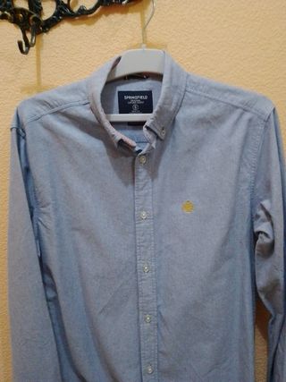 Camisa de hombre de manga larga azul 