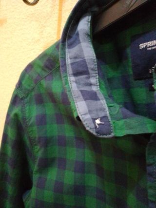 Camisa de hombre de manga larga cuadros 