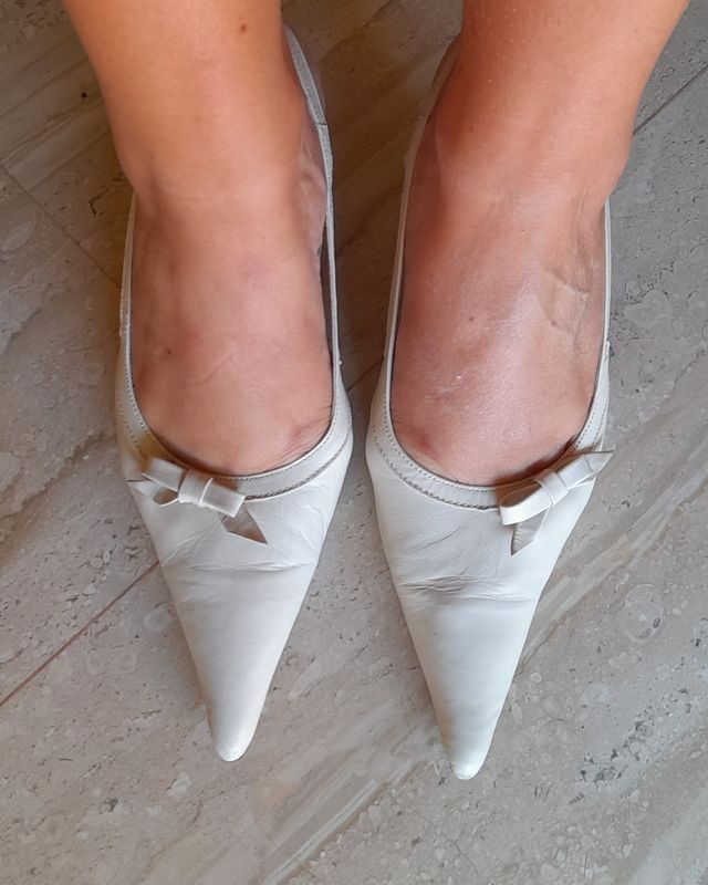 Zapatos de piel color marfil