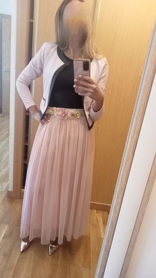 Falda larga rosa bebe