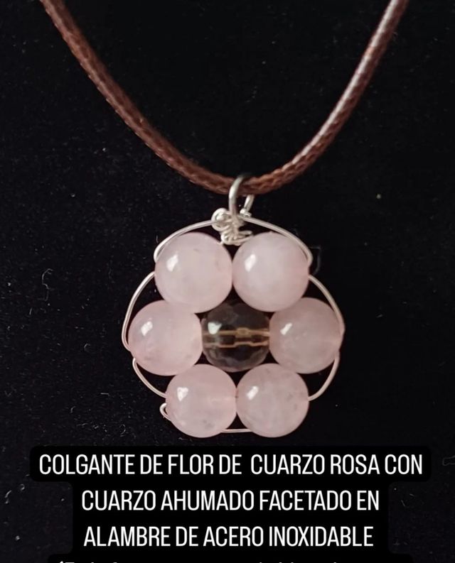 Colgante minerales cuarzo ahumado y rosa