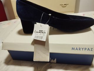 Zapatos azul noche, terciopelo