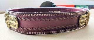 Cinturon piel granate con herrrajes