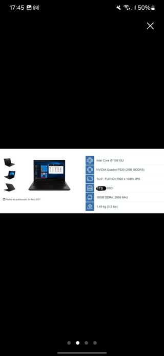 Lenovo Thinkpad P14s Gen 1 - PARA PIEZAS