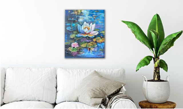 Cuadro pintura al óleo de “Nenúfares”