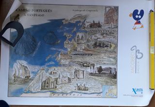 Mapa póster, antiguo Camino Santiago