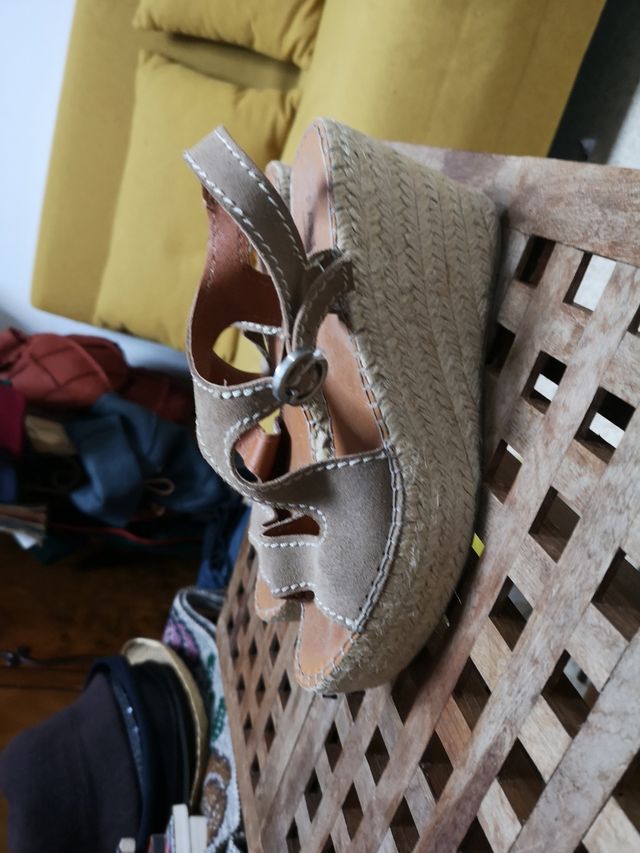 Zeppe Fabiola in pelle ed espartum, 39/40