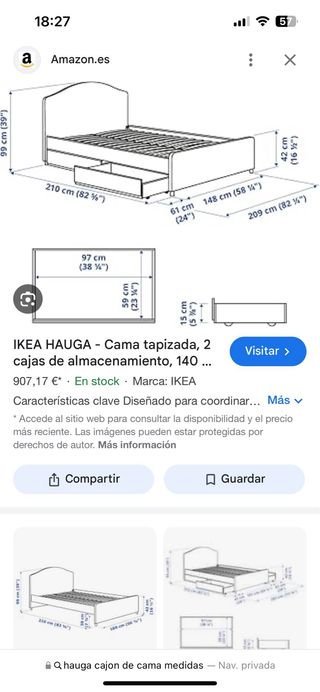 Cajon cama hauga gris