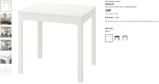 Mesa extensible, Ekedalen, blanco, 80/120x70 cm.