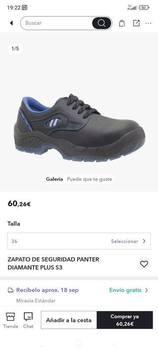 Zapato de seguridad panter número 41