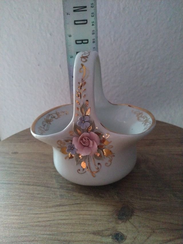 Antiguo centro mesa florero Fenix porcelana Russa