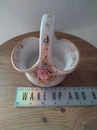 Antiguo centro mesa florero Fenix porcelana Russa