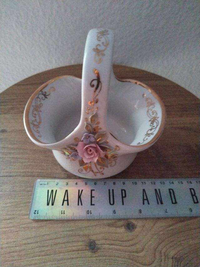 Antiguo centro mesa florero Fenix porcelana Russa