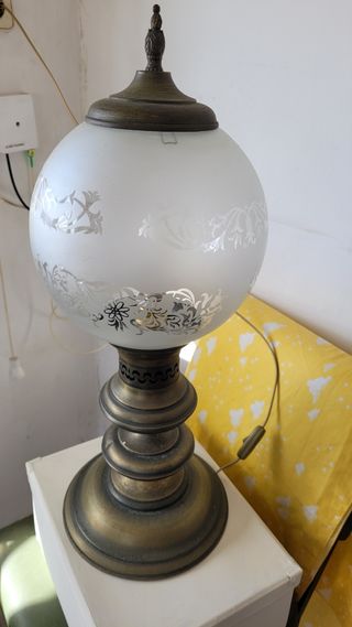 Lampara antigua metal cristal