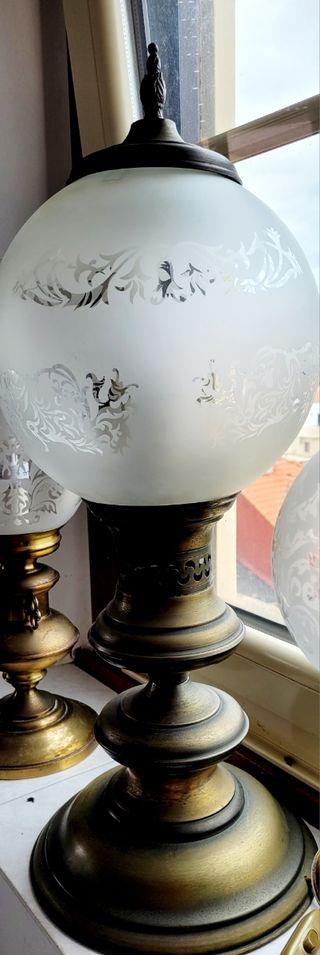 Lampara antigua metal cristal